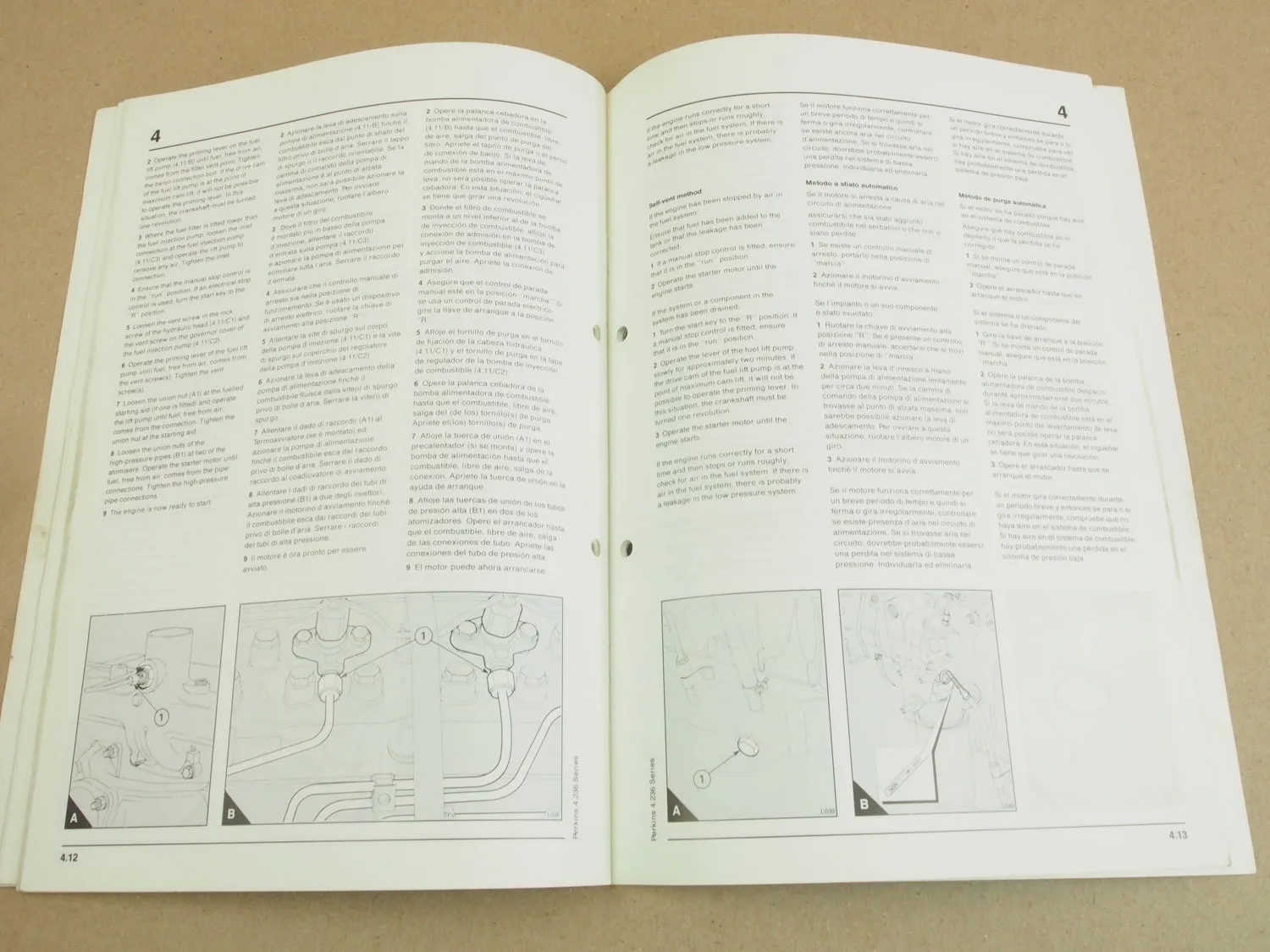 Perkins 4.236 Series 4-Zylinder T 4.236 4.248 4.2482 Users Handbook Manuel del U