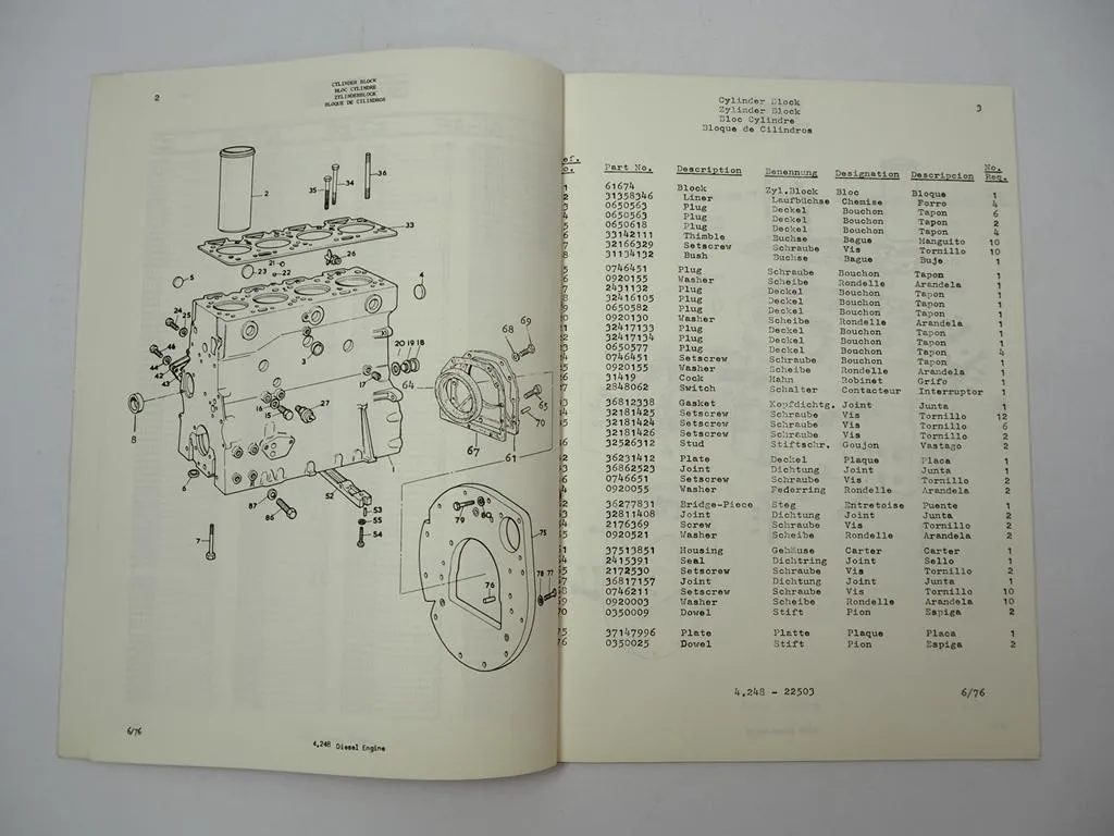 Perkins 4.248 Motor Ersatzteilliste Parts Book für Claas Mercator 50 Consul 1976
