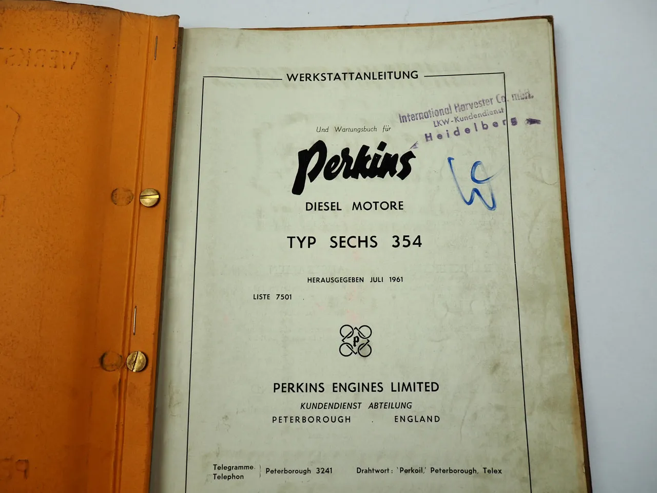 Perkins 6.354 Dieselmotor Werkstatthandbuch Reparaturhandbuch 1961