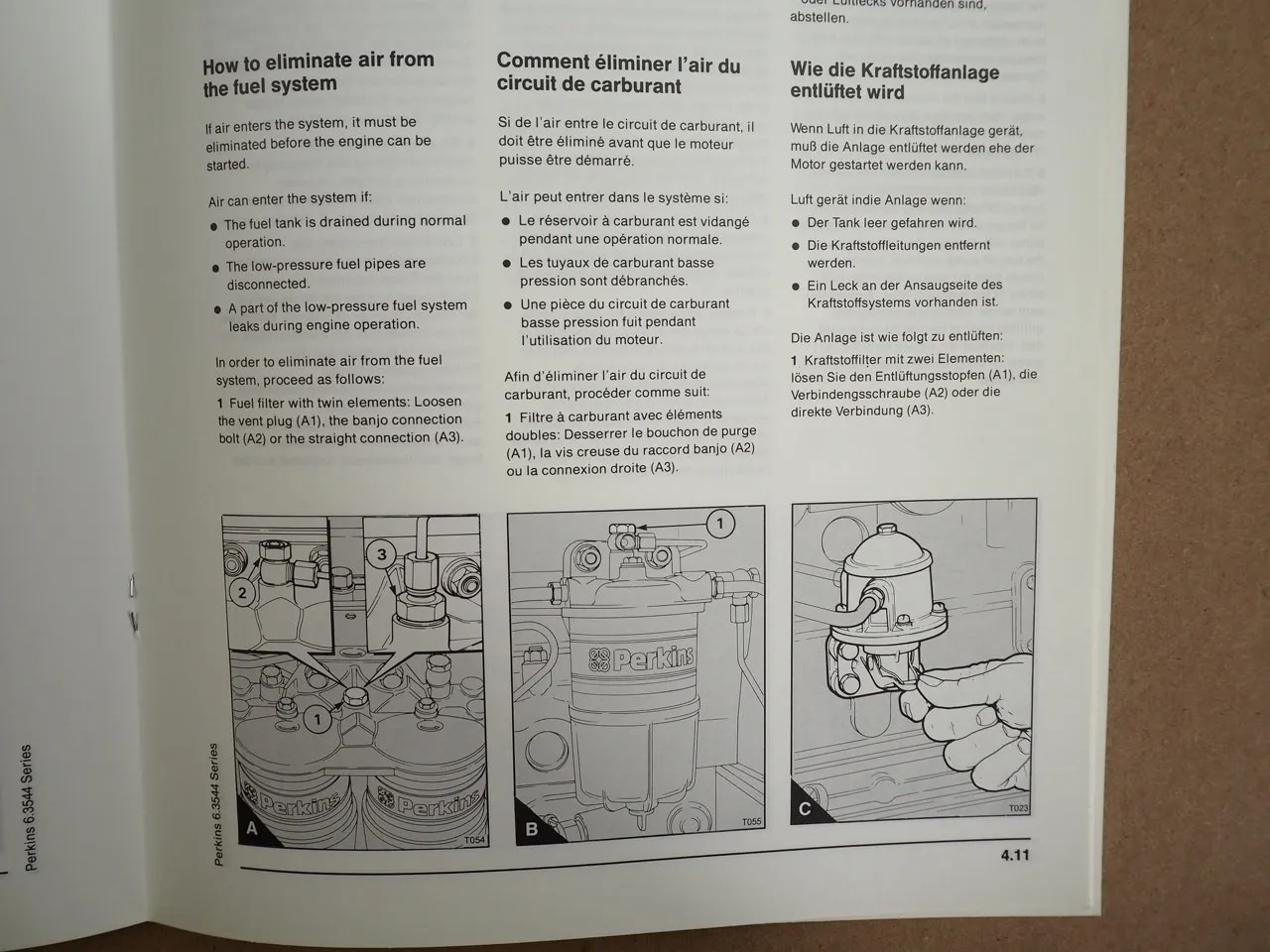 Perkins 6.3544 Series Diesel Engines Betriebsanleitung Users Manual 1991