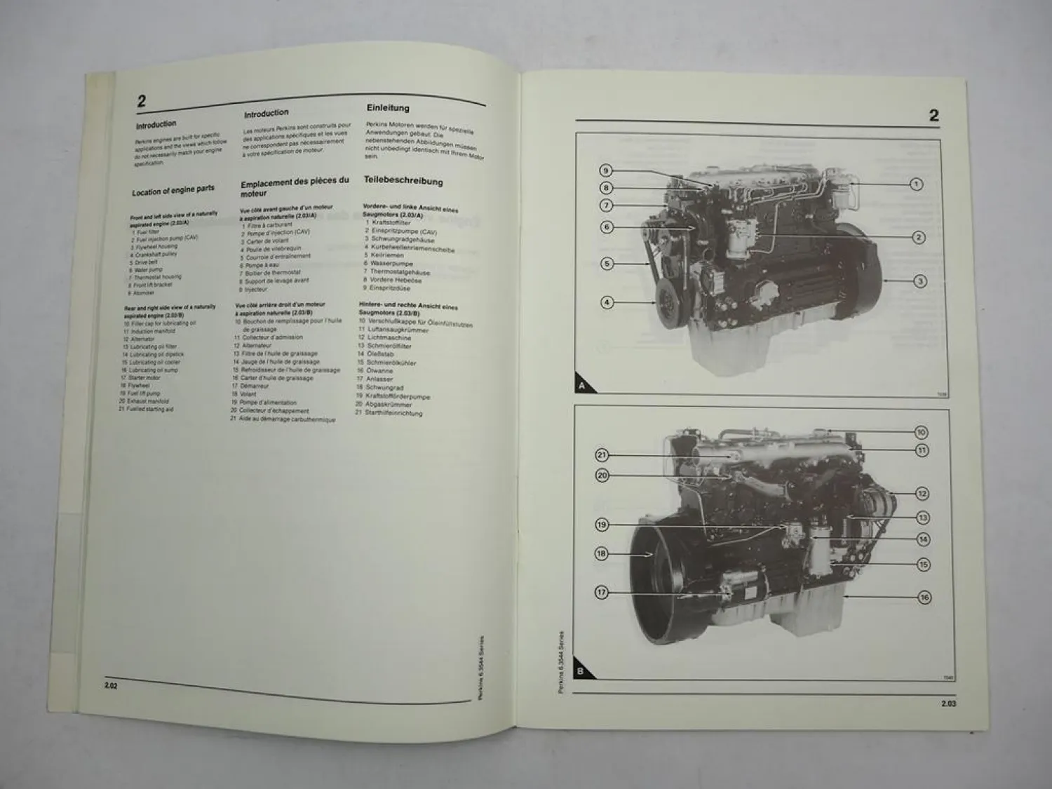 Perkins 6.3544 T6.3544 Dieselmotor 6 Zylinder Betriebsanleitung Wartung 1989