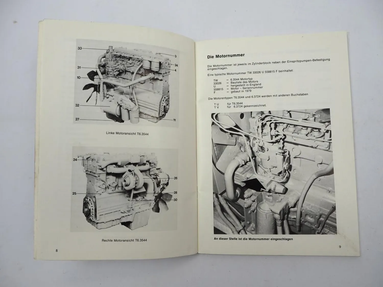 Perkins T6.3544 6.3544 6.3724 Dieselmotor Betriebsanleitung Ersatzteilliste 1980