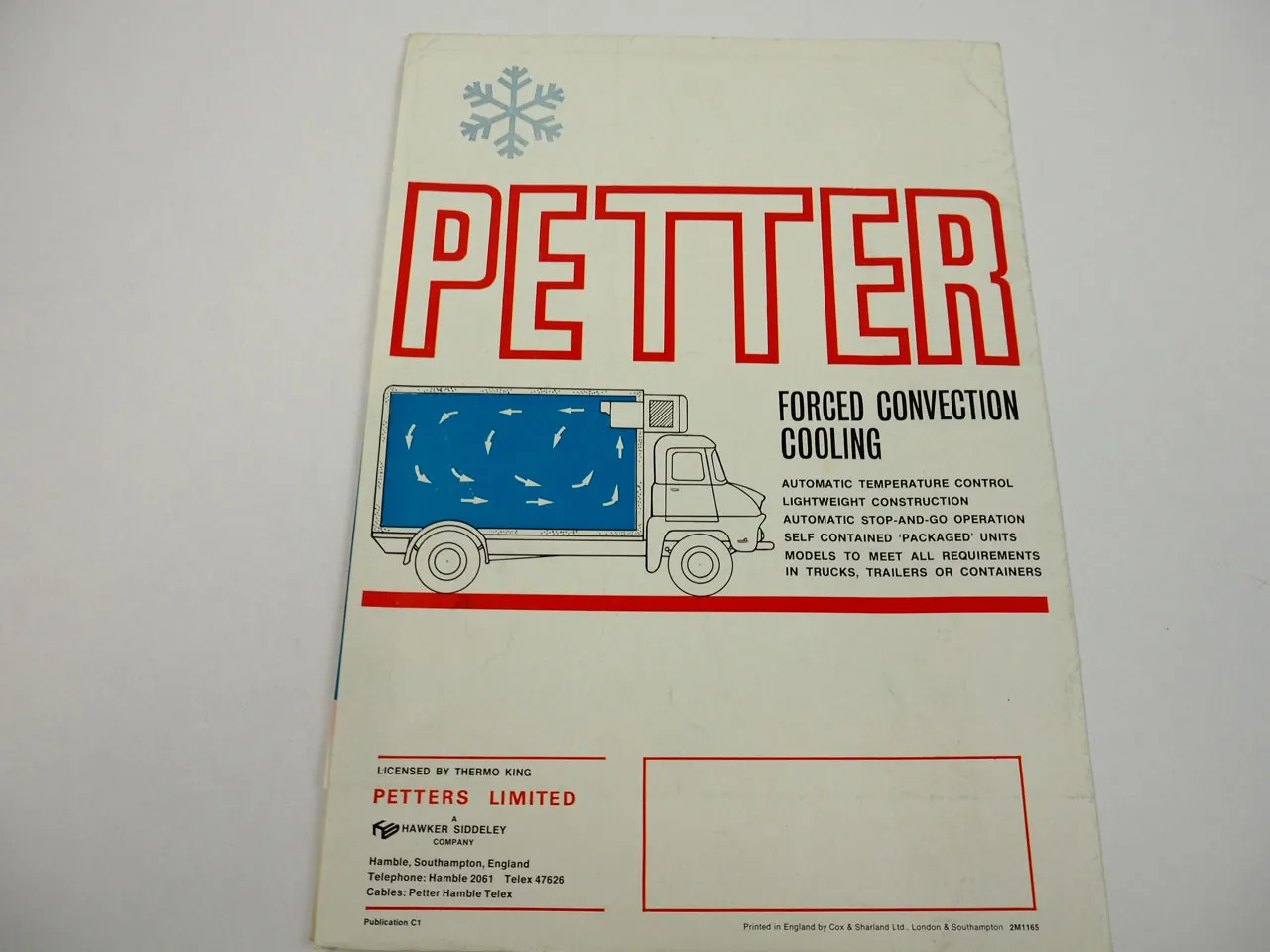 Petter Thermo King Contained Truck brochure Prospekt 1965 Peters England