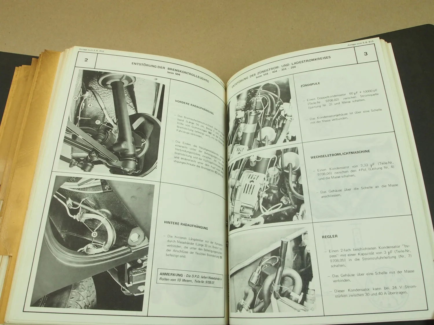 Peugeot 204 403 404 504 J7 Service Bulletins 1966 - 1972 Werkstatthandbuch