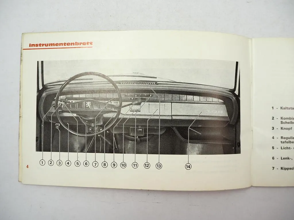 Peugeot 304 Limousine Motor XL3 Betriebsanleitung Bedienungsanleitung 1969