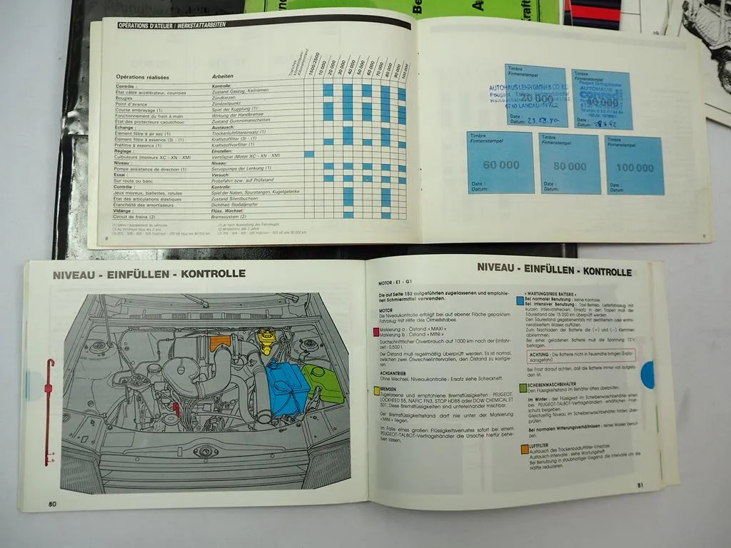 Peugeot 309 Bedienungsanleitung Libretto Manutenzione Bordmappe ca. 1988