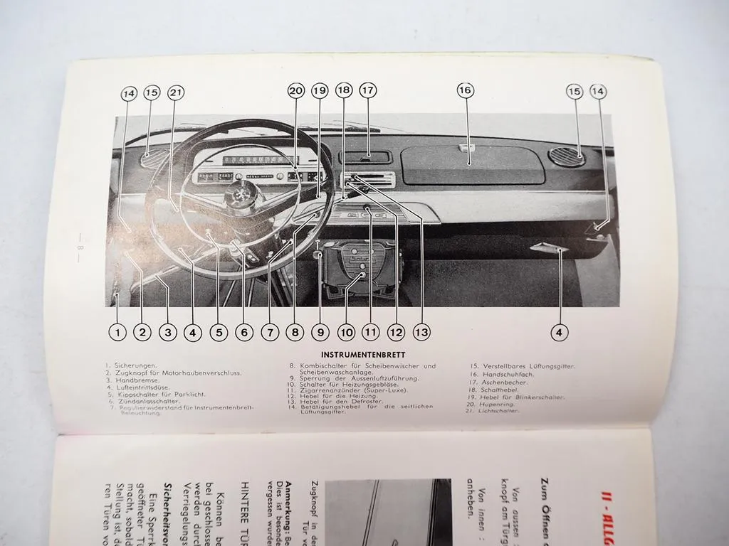 Peugeot 404 1,6l mit Benzineinspritzung Betriebsanleitung Bedienung 1965