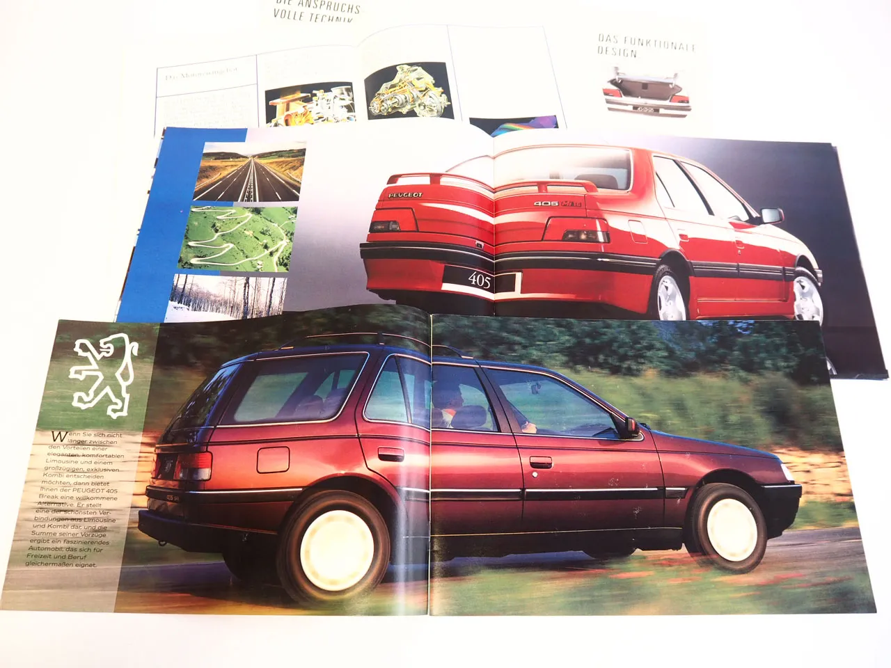 Peugeot 405 PKW 4x Prospekt Technische Daten Ausstattung 1990er Jahre