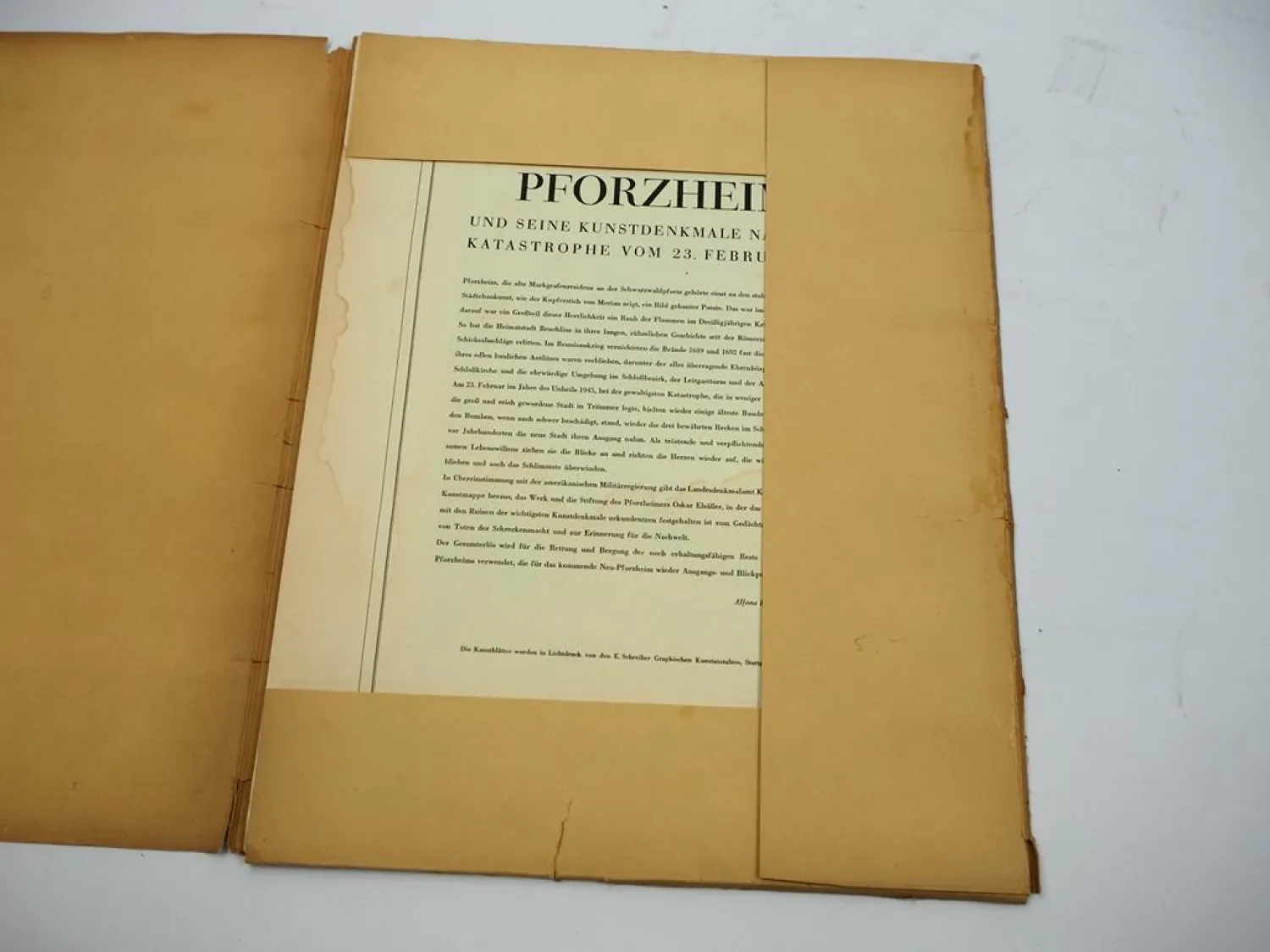 Pforzheim nach der Katastrophe 1945 Mappe mit 20 Kunstblätter von Oskar Elsässer