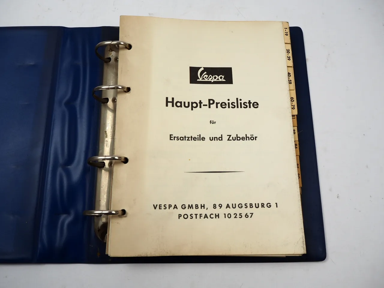 Piaggio Vespa Ersatzteil Preisliste für Ersatzteile und Zubehör 1974