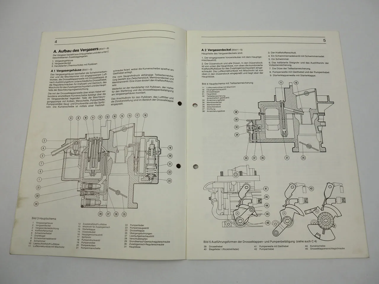 Pierburg 1B1 Fallstromvergaser für Audi VW Opel Technische Information 1989
