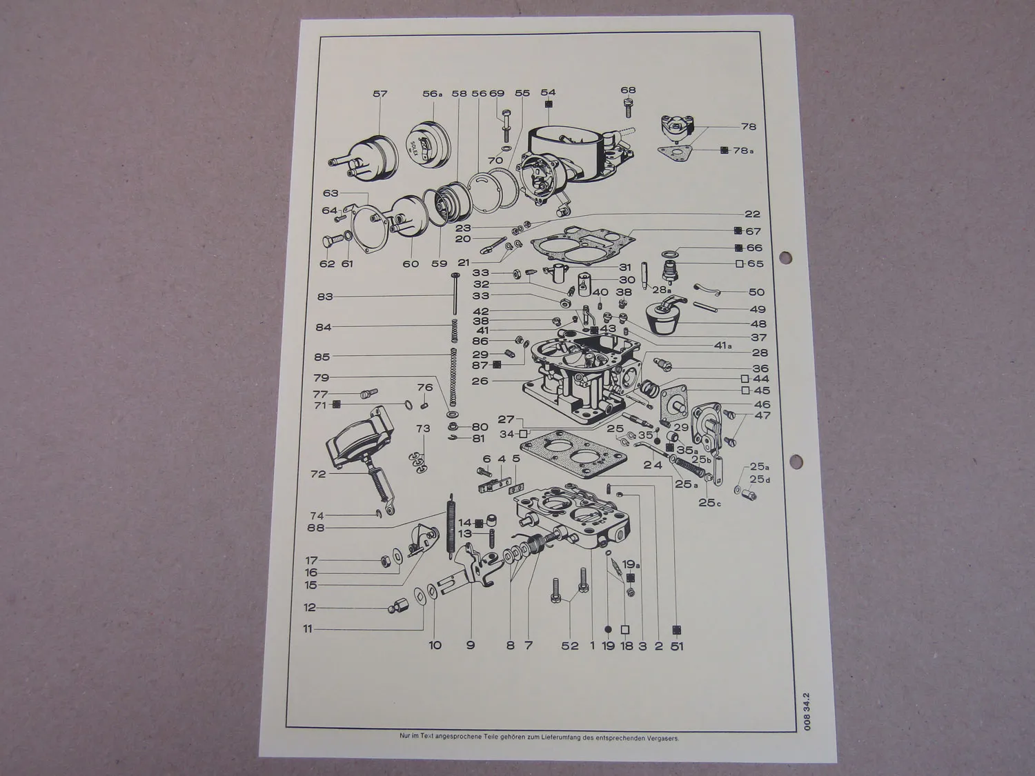 Pierburg 32DIDTA Ersatzteilliste Normaleinstellung Opel Ascona Manta 16S ab 8/76