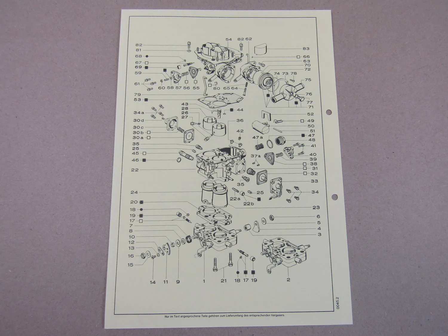 Pierburg 35 EEIT Ersatzteilliste Normaleinstellung Ford Capri II 2,3l HC ab 4/76