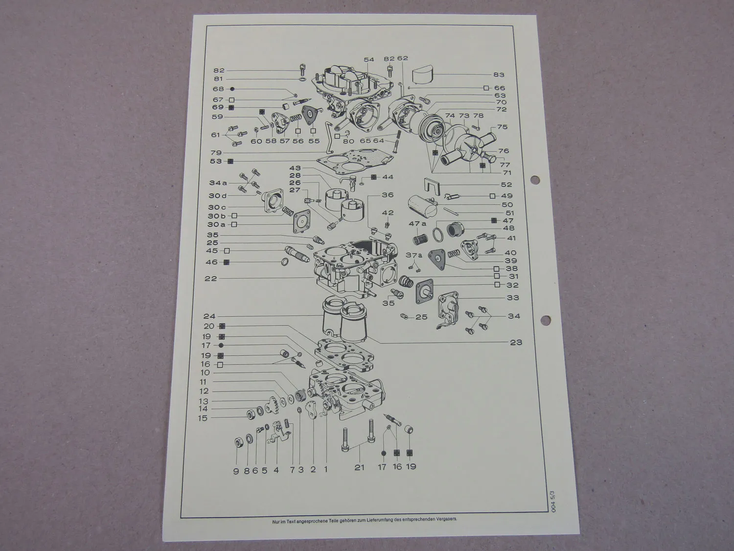Pierburg 35 EEIT Ersatzteilliste Normaleinstellung Ford Capri II 7/1977 - 3/1978