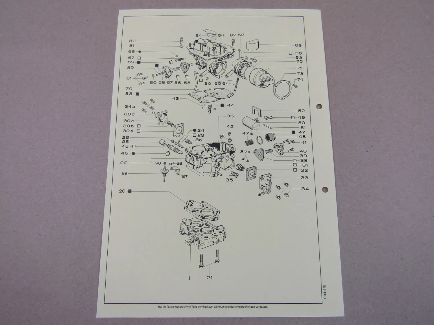 Pierburg 35 EEIT Ersatzteilliste Normaleinstellung Ford Capri II Taunus Granada