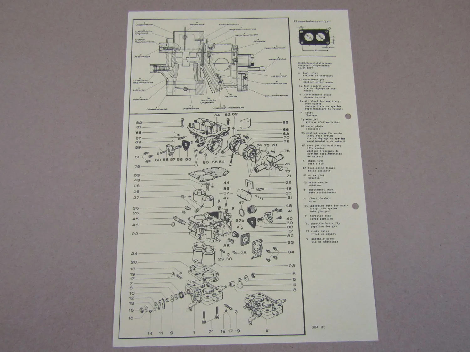 Pierburg 35 EEIT Ersatzteilliste Normaleinstellung Ford Capri Taunus 2,3l HC