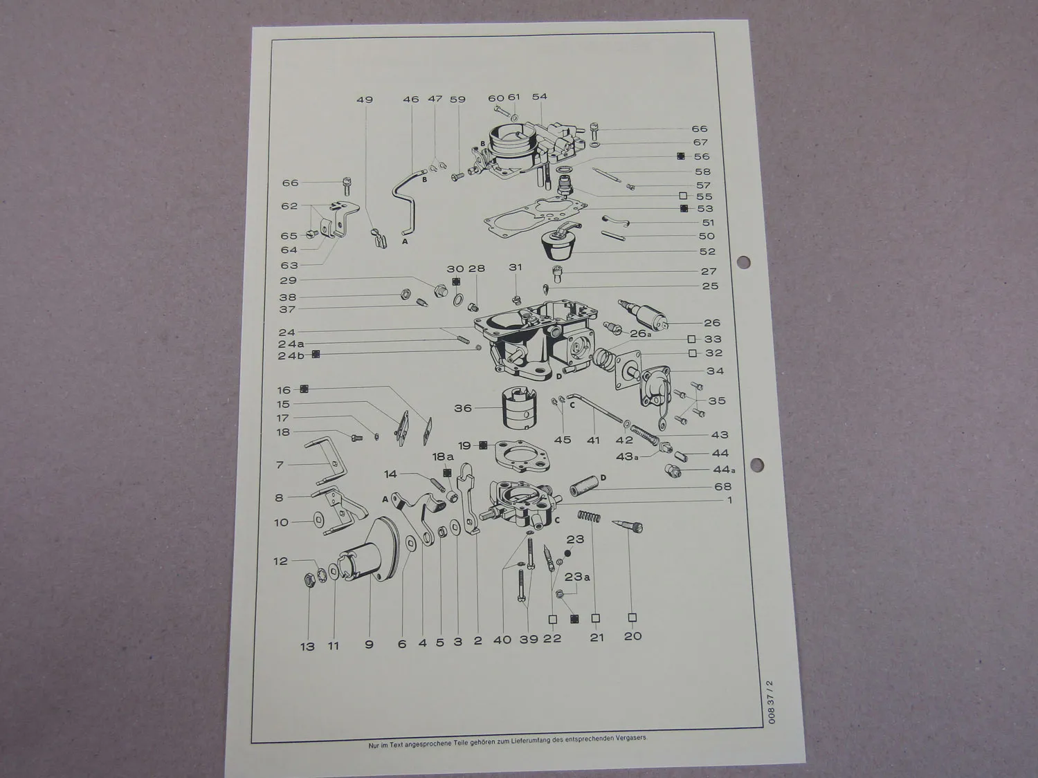 Pierburg 35 PDSI Ersatzteilliste Normaleinstellung Opel Rekord 17 N