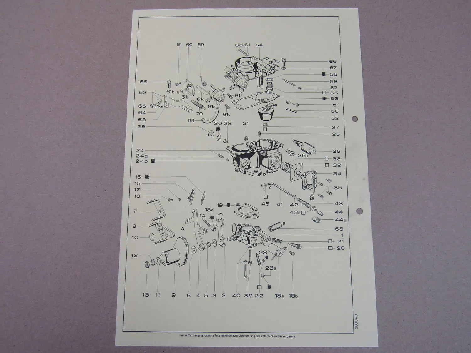 Pierburg 35PDSI Ersatzteilliste Normaleinstellung Opel Ascona Manta B13N