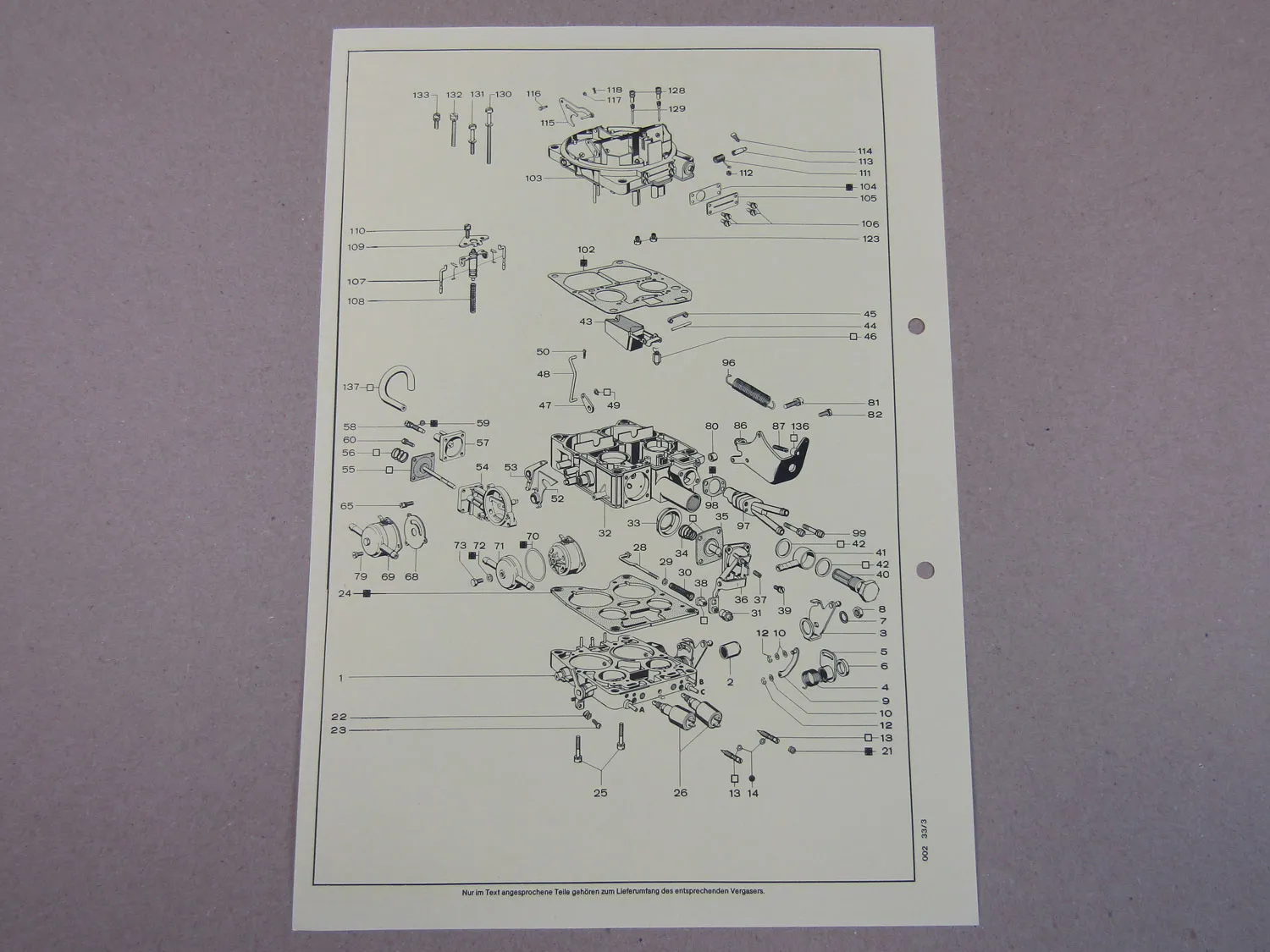 Pierburg 4A1 Vergaser Ersatzteilliste Normaleinstellung BMW Bootsmotor ab 1978