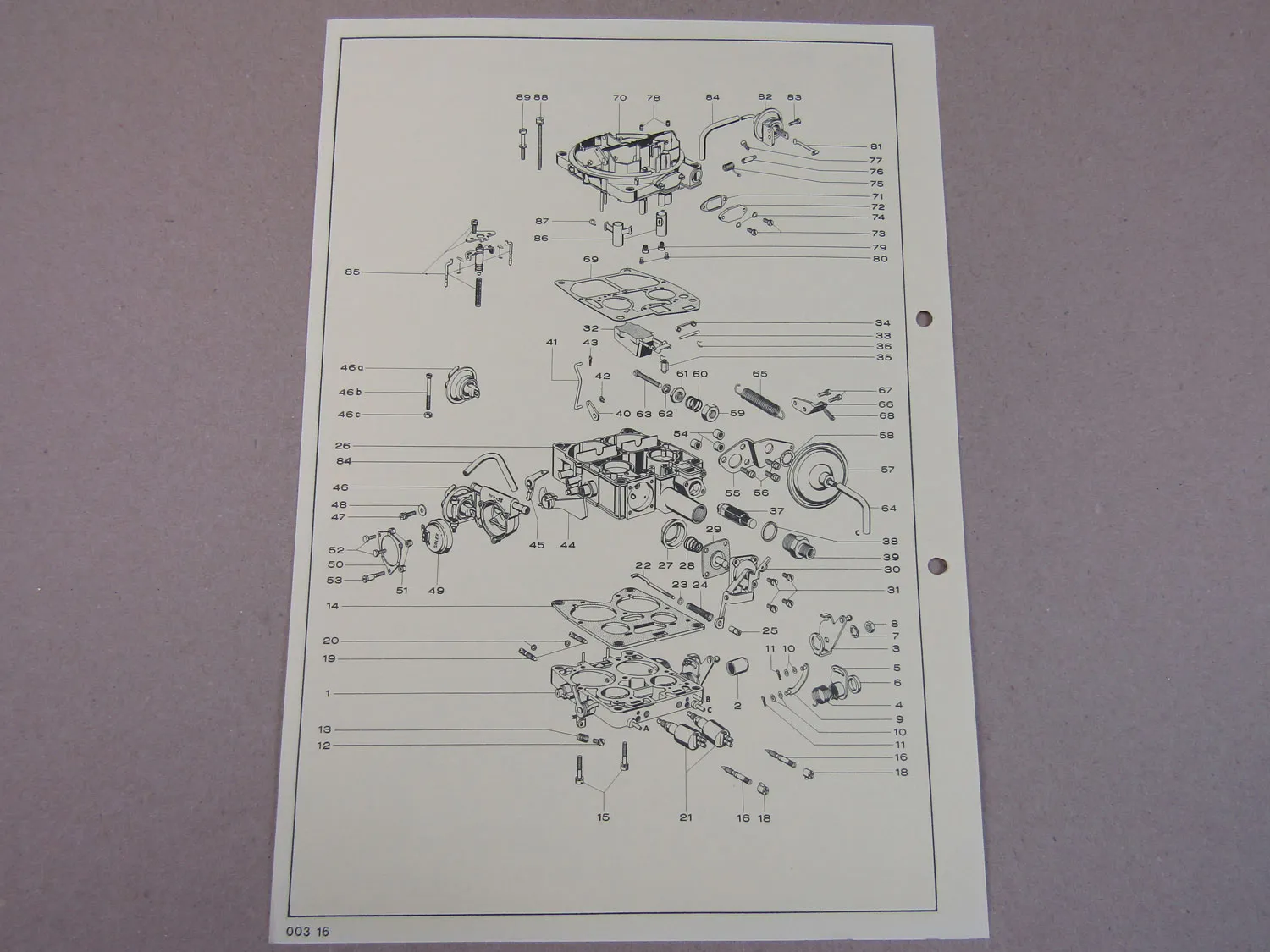 Pierburg 4A1 Vergaser Ersatzteilliste Normaleinstellung Daimler Benz 280 280C