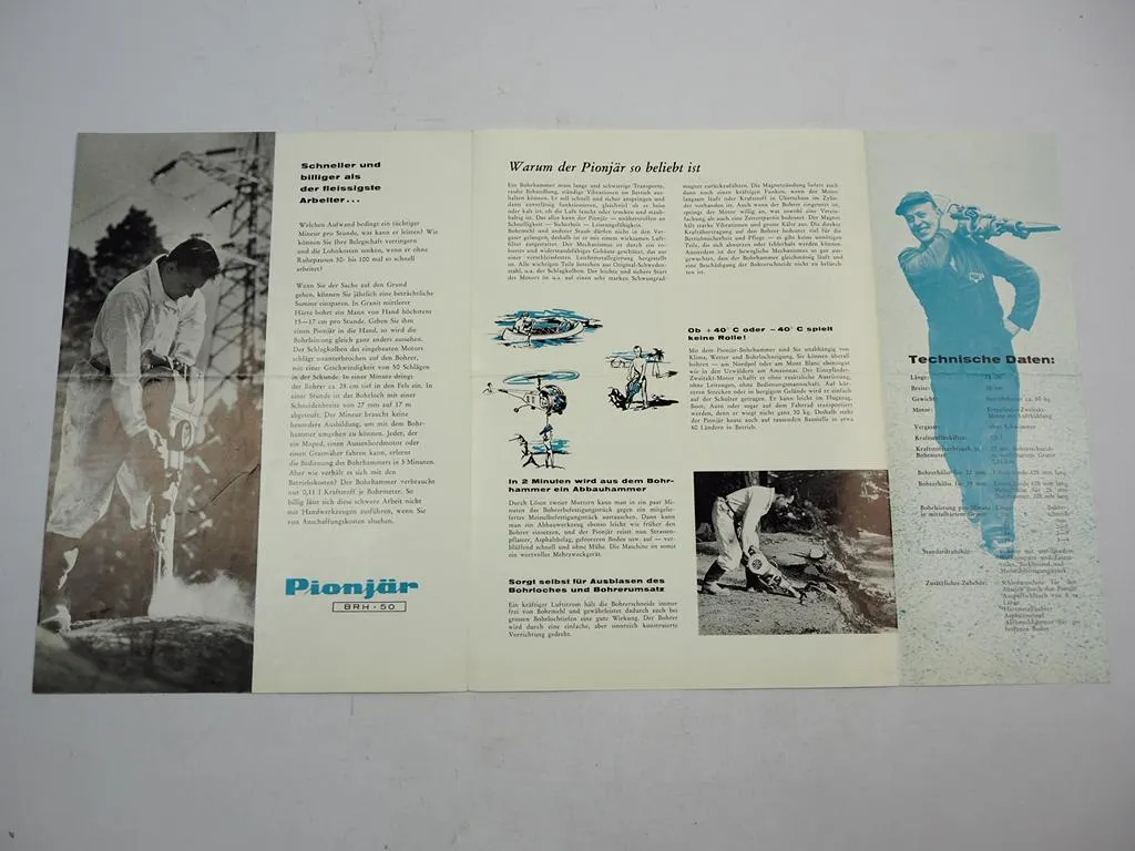 Pionjär BRH50 Bohrhammer Prospekt Schweden 1959