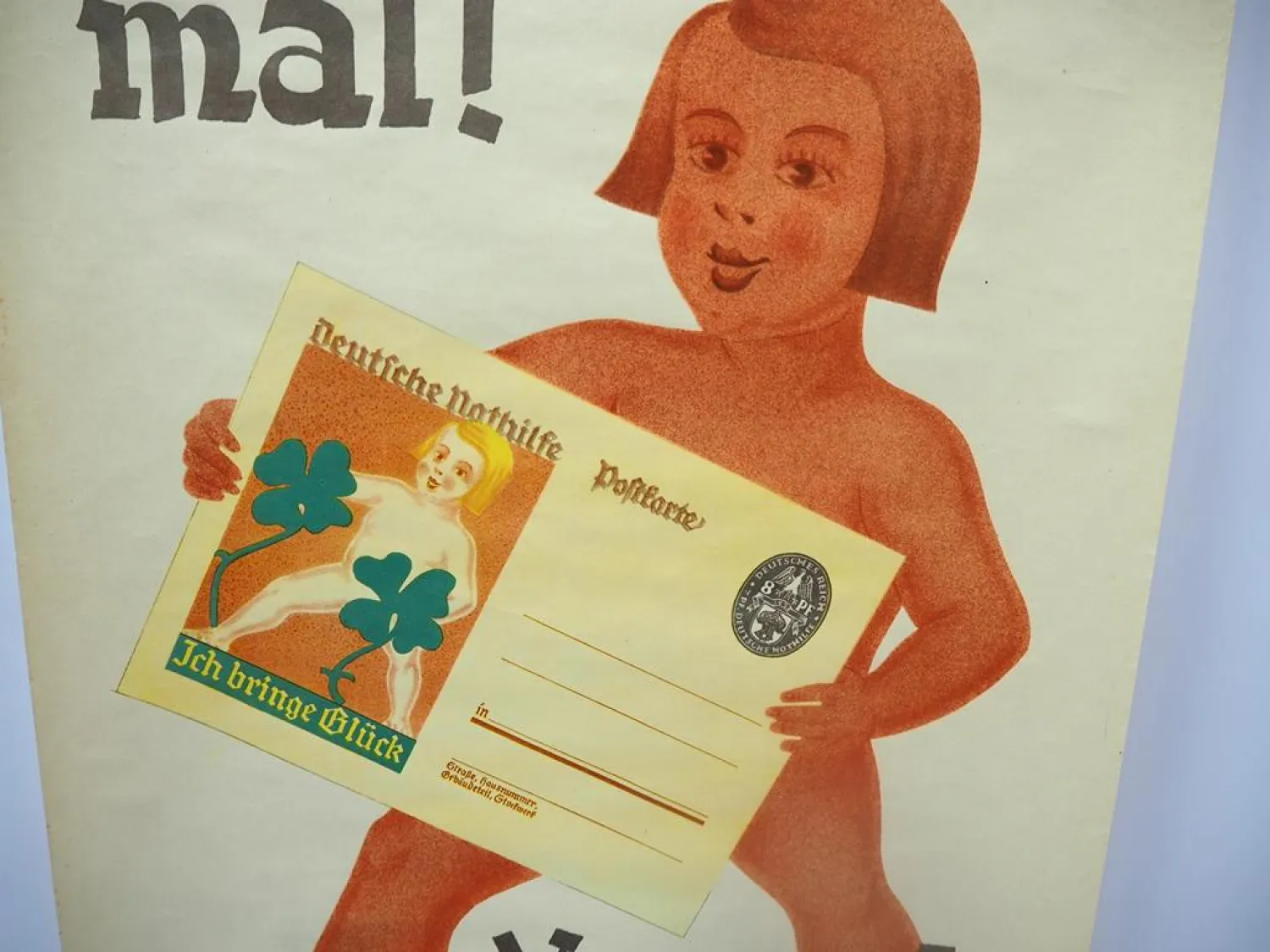 Plakat Schreib mir mal! Glückspostkarte Deutsche Nothilfe 1928 S.B. Senger