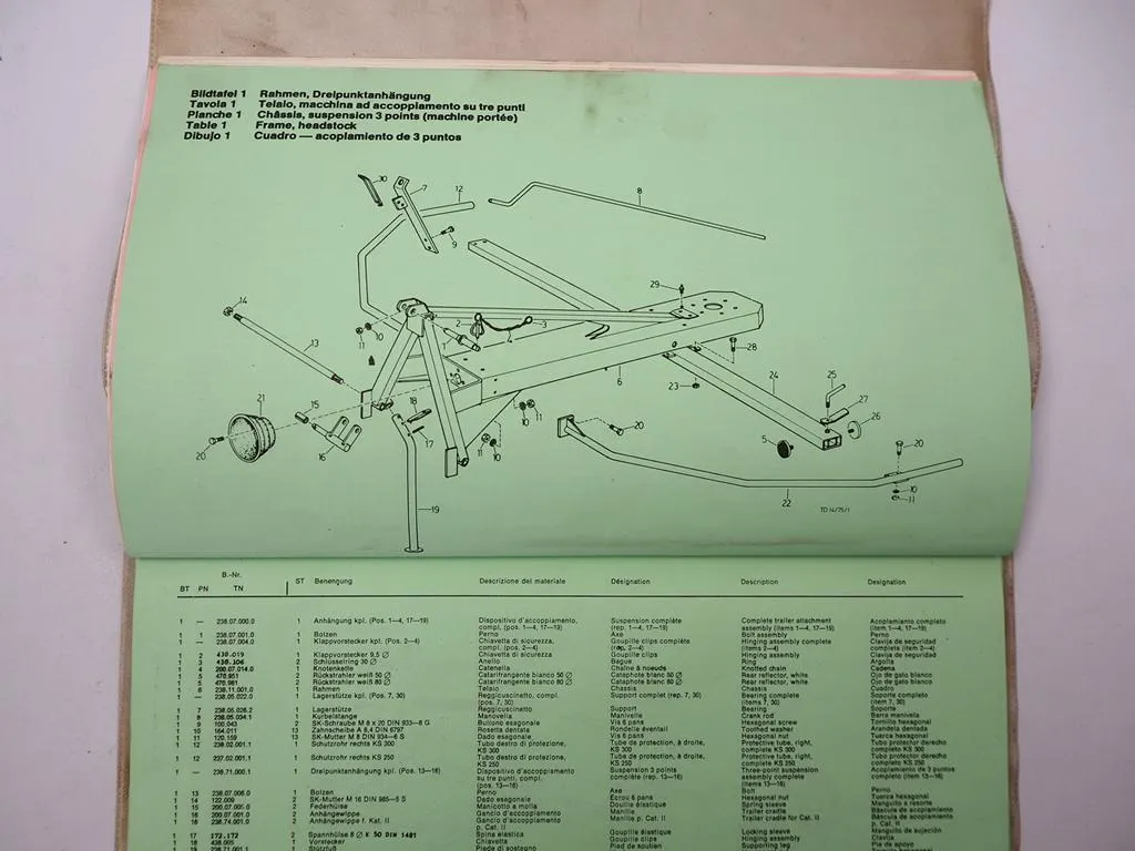 Pöttinger 250 300 Schwadkreisel Bedienungsanleitung Ersatzteilliste 1976