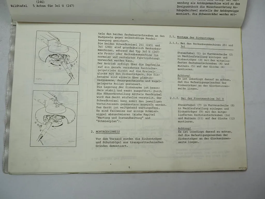 Pöttinger 251 301 301U Schwadkreisel Betriebsanleitung Ersatzteilliste 1977