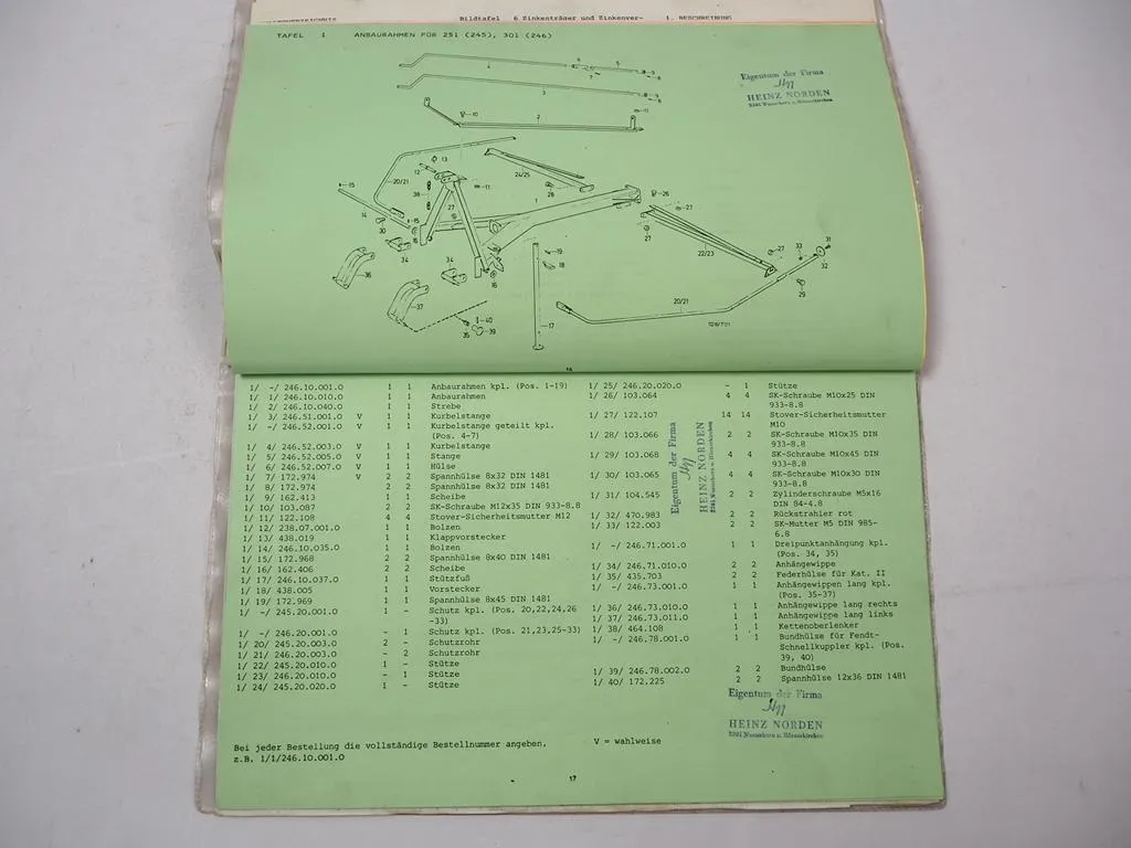 Pöttinger 251 301 301U Schwadkreisel Betriebsanleitung Ersatzteilliste 1977