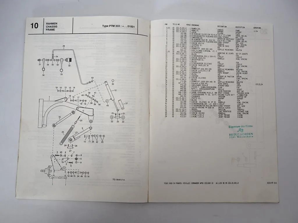 Pöttinger CAT 270 plus front PTM 333 Mäher Ersatzteilliste 1991