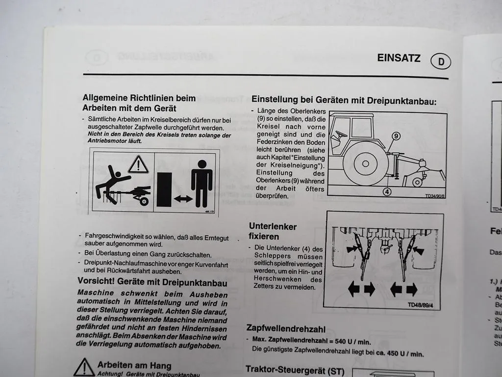 Pöttinger HIT58N Typ ZK212 Zettkreisel Betriebsanleitung Ersatzteilliste 1994
