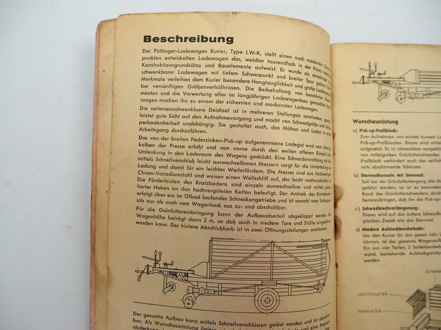 Pöttinger Ladewagen Kurier Betriebsanleitung Ersatzteilliste 1970/80er Jahre