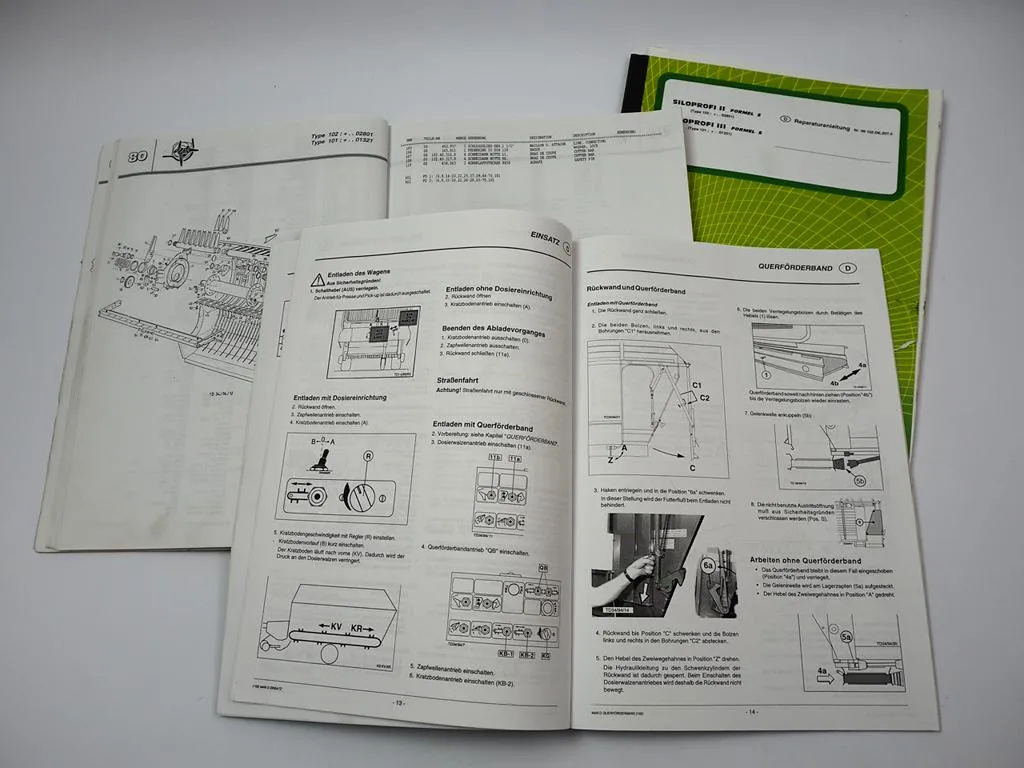 Pöttinger Siloprofi II III Formel S Betriebsanleitung ETL Reparaturanleitung