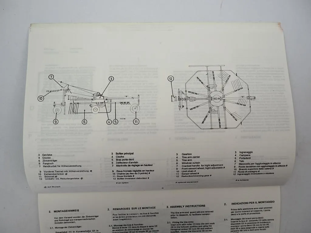 Pöttinger TOP33RN Typ SK277 Schwadkreisel Betriebsanleitung Ersatzteilliste 1989