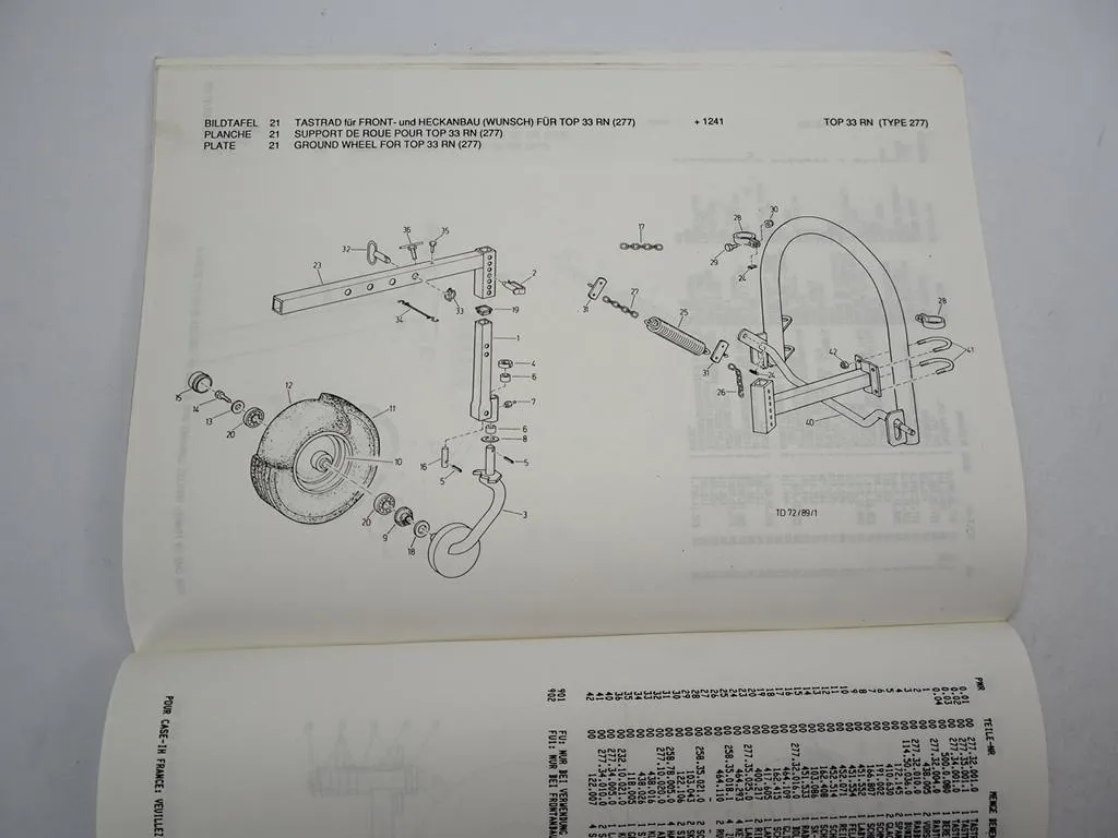 Pöttinger TOP33RN Typ SK277 Schwadkreisel Betriebsanleitung Ersatzteilliste 1989