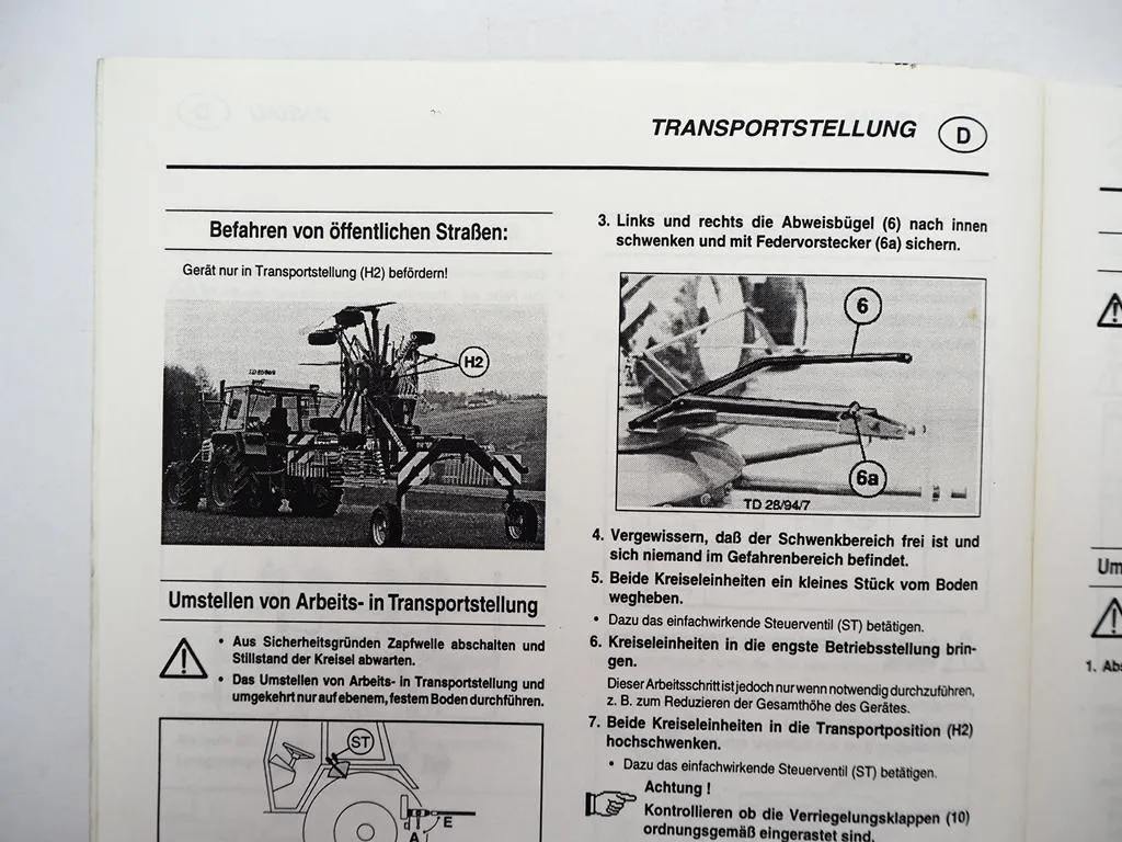 Pöttinger TOP700A Typ SK288 Schwadkreisel Betriebsanleitung Ersatzteilliste