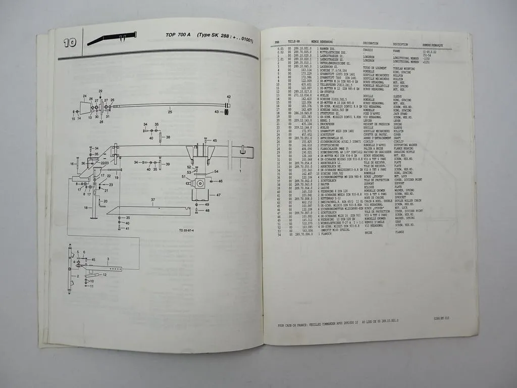 Pöttinger TOP700A Typ SK288 Schwadkreisel Betriebsanleitung Ersatzteilliste