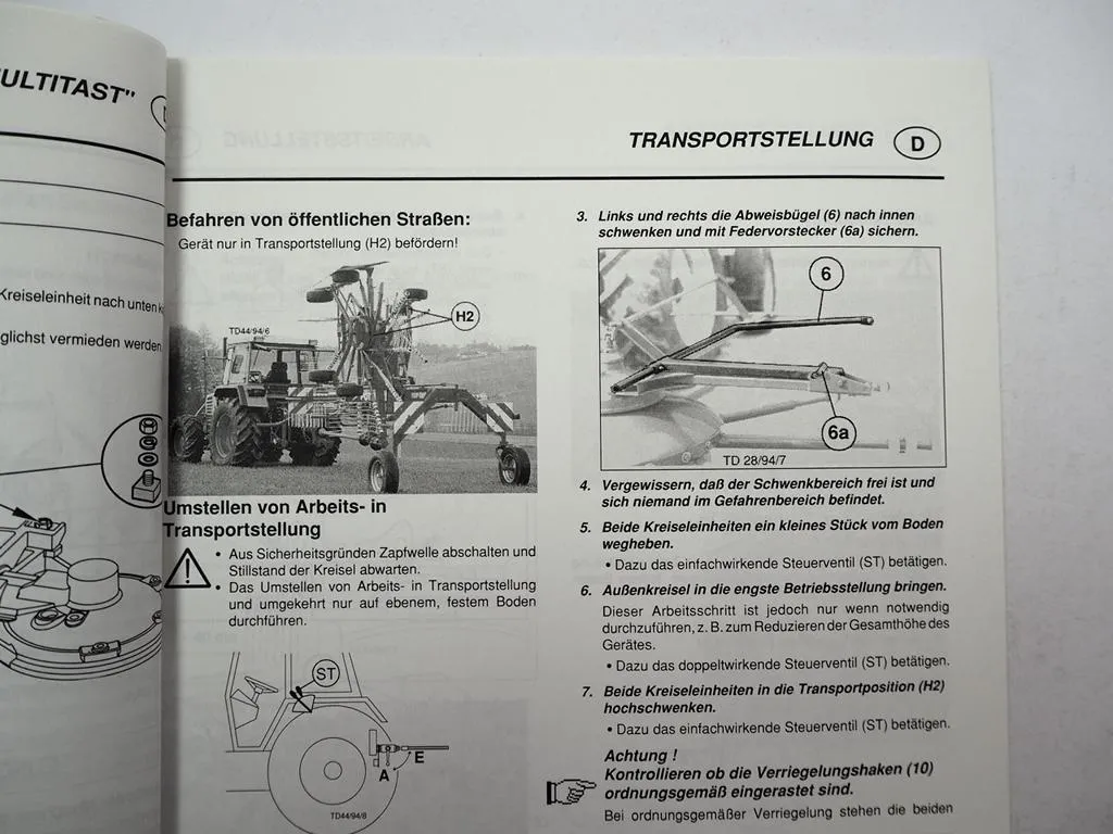 Pöttinger TOP800 EUROTOP801 SK286 Schwadkreisel Betriebsanleitung Ersatzteilliste