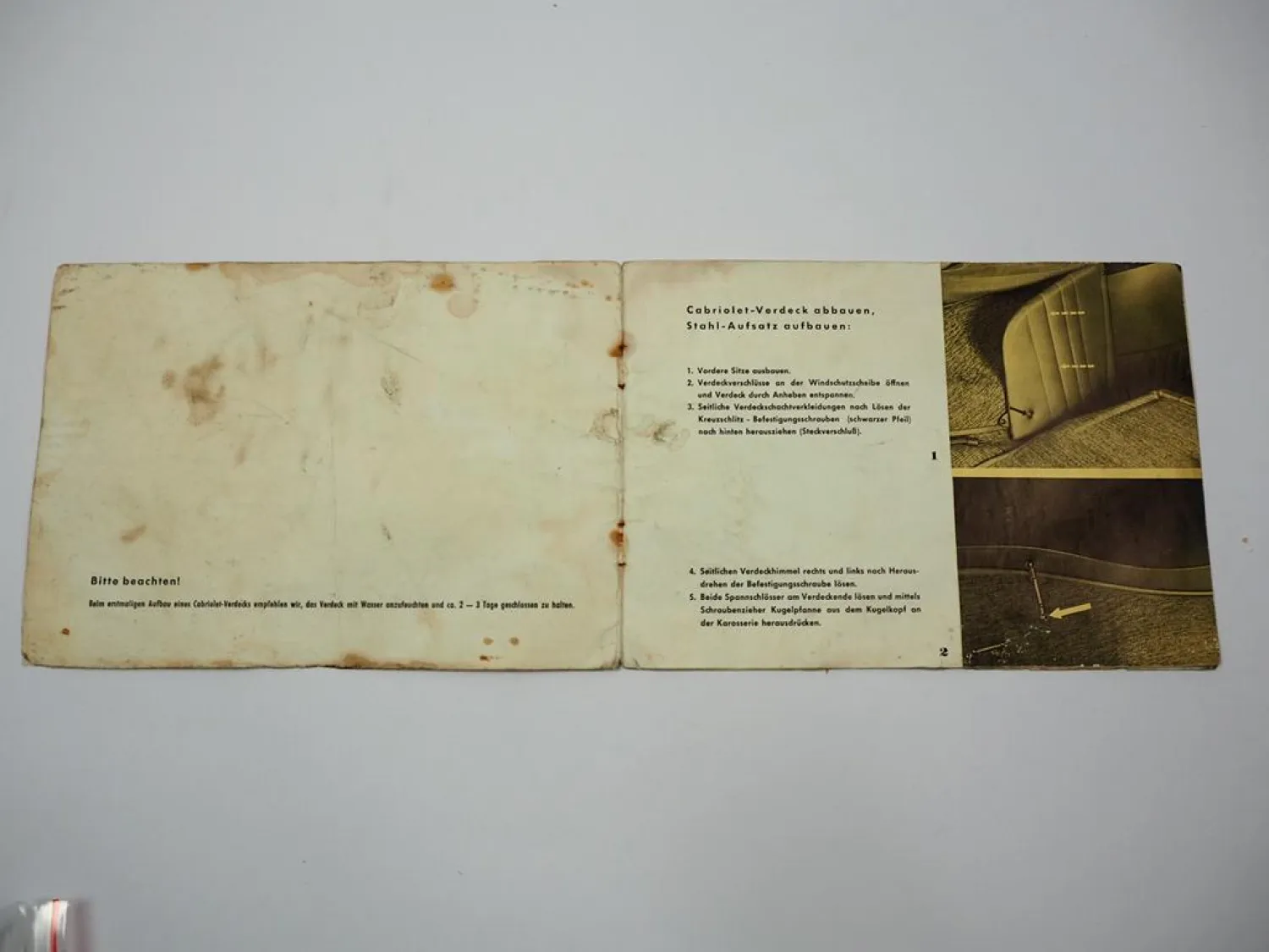 Porsche 356 Umbau Anleitung Textil Stahlverdeck beim Cabriolet 1961