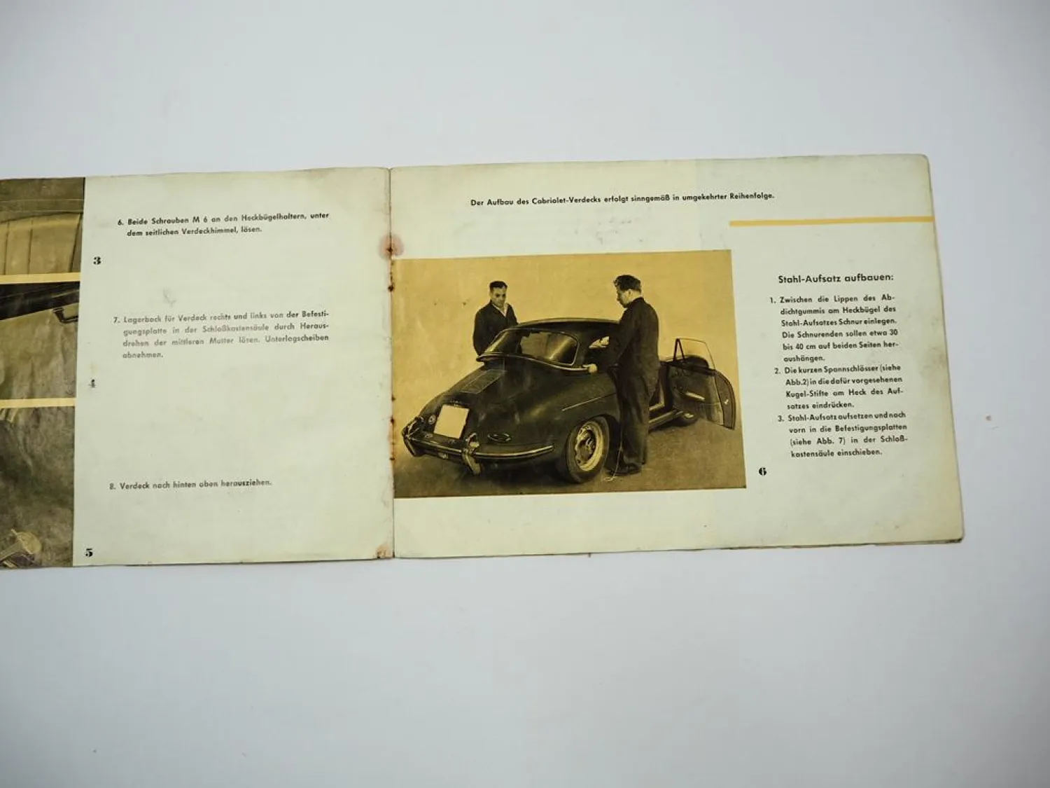 Porsche 356 Umbau Anleitung Textil Stahlverdeck beim Cabriolet 1961