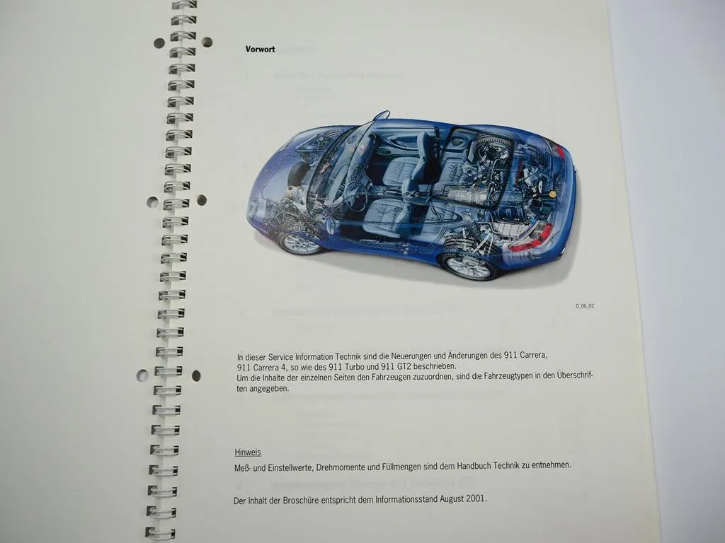 Porsche 911 Carrera Carrera 4 Turbo GT2 Service Information Technik 2002