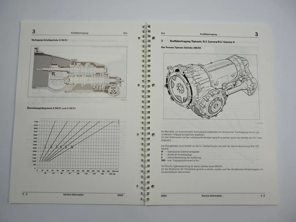 Porsche 911 Carrera Carrera 4 Turbo GT2 Service Information Technik 2002