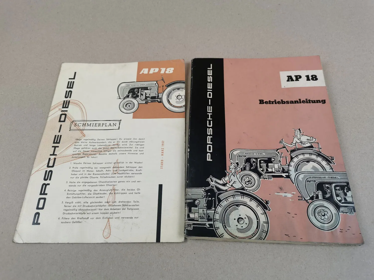 Porsche AP18 Betriebsanleitung Schmierplan Prospekt 1957