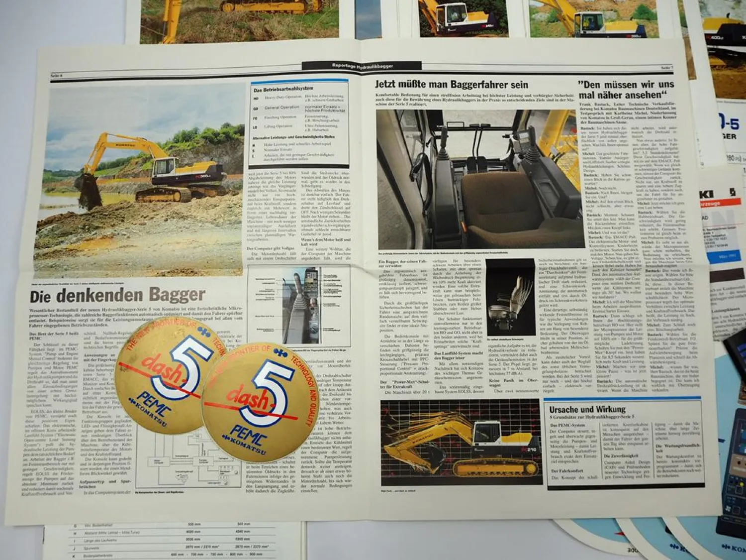 Posten 22x Prospekt Komatsu PC Hydraulikbagger Lieferprogramm 1990er Jahre