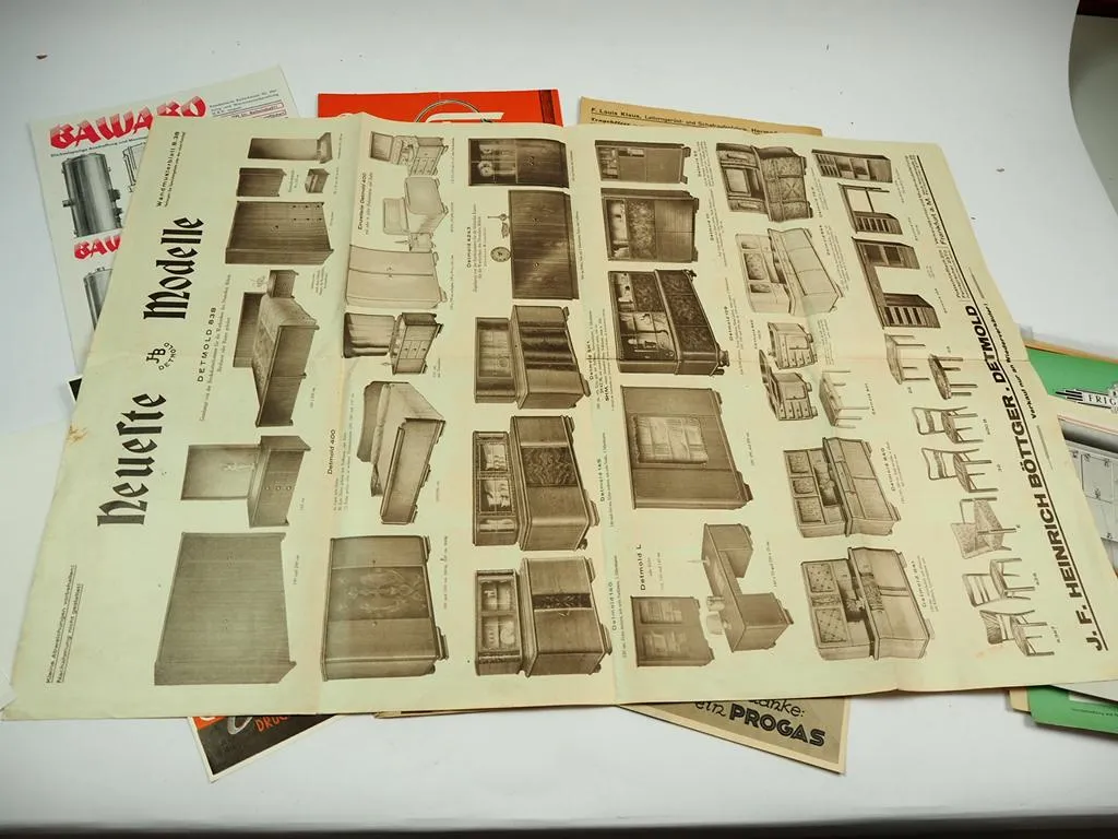 Posten alte Prospekte Haushalt Möbel Küche & Zigarren Werbung 1930-60er Jahre
