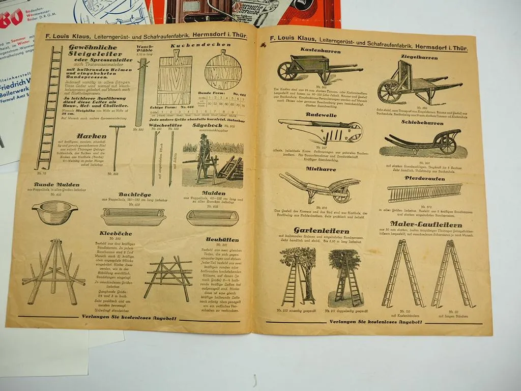 Posten alte Prospekte Haushalt Möbel Küche & Zigarren Werbung 1930-60er Jahre