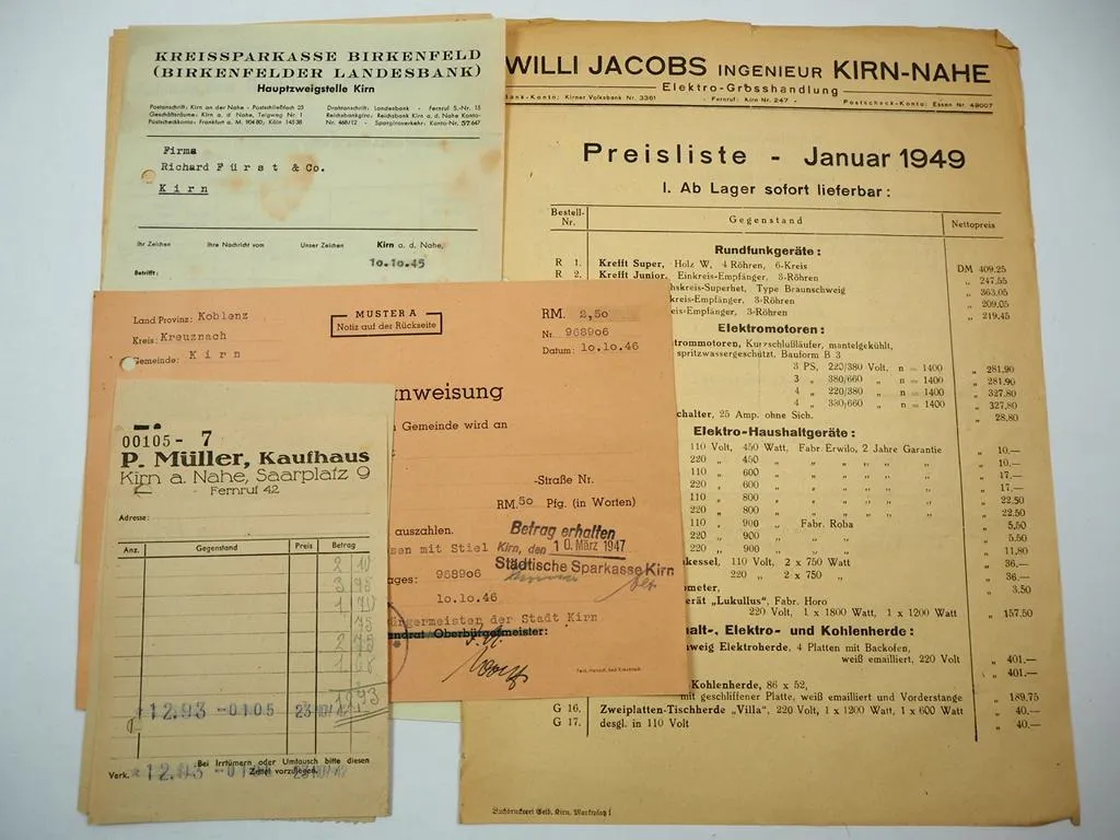 Posten Belege Briefe Zeitschrift Kirn Bad Kreuznach Rheinland Pfalz 1930 - 1950