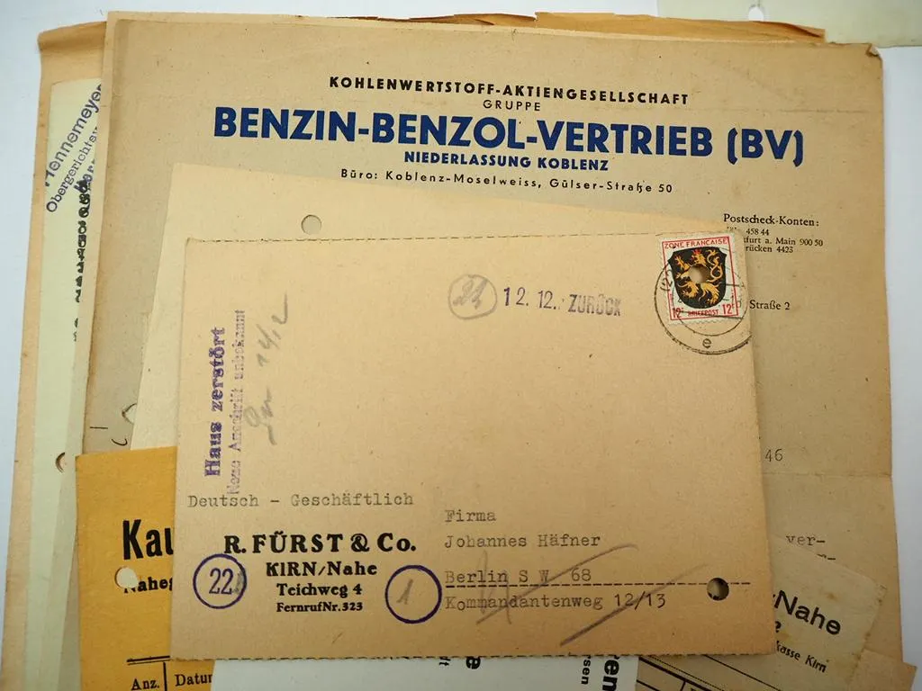 Posten Belege Briefe Zeitschrift Kirn Bad Kreuznach Rheinland Pfalz 1930 - 1950