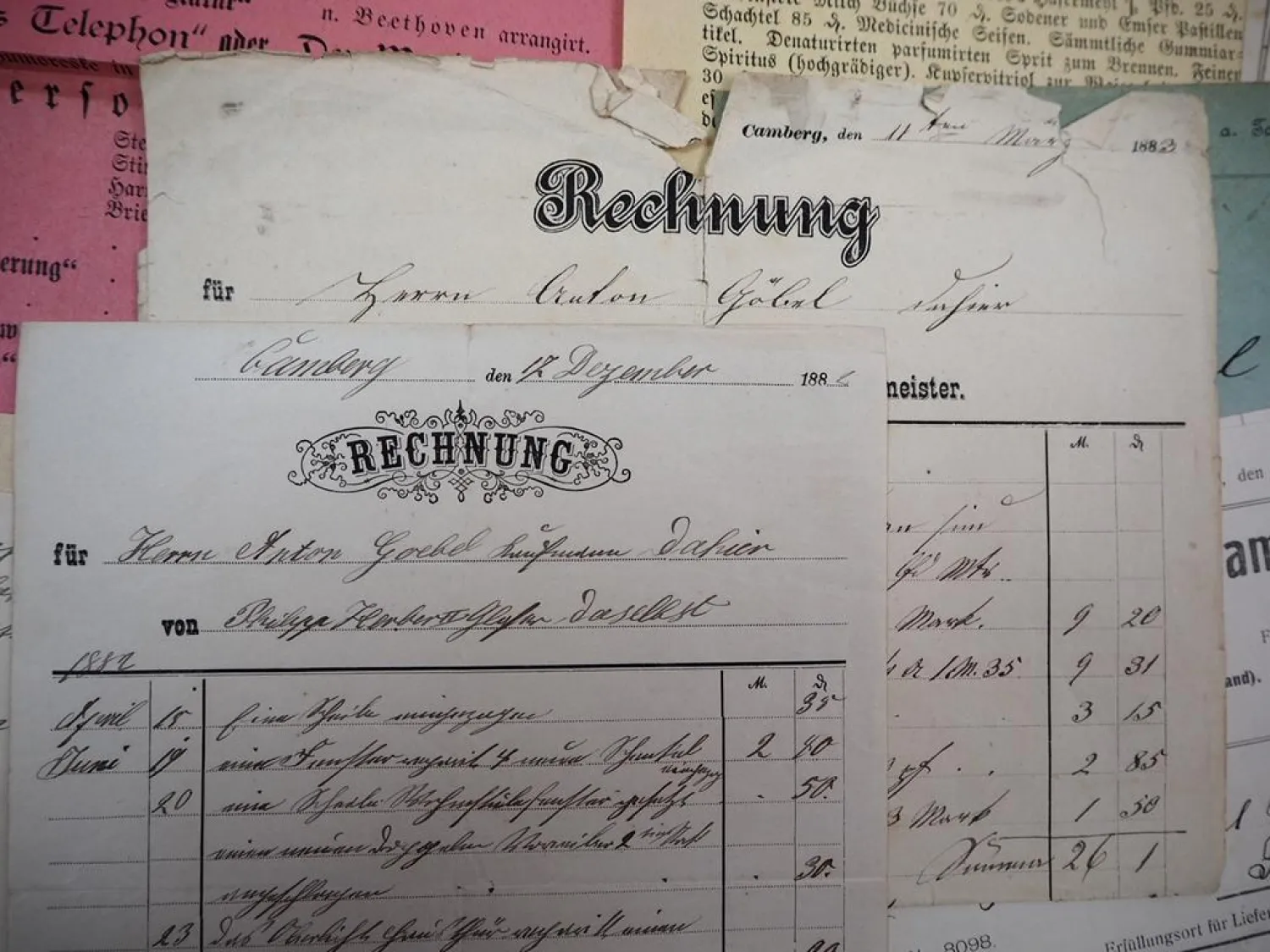 Posten Belege Rechnungen Camberg Limburg Hessen ca. 1870 bis 1945