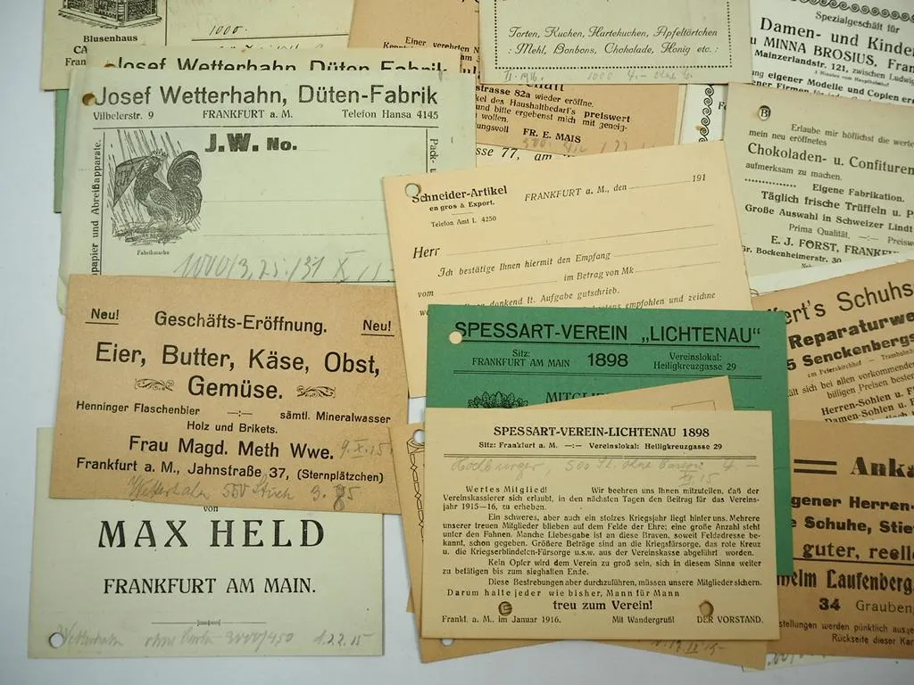 Posten ca. 40 Stück Werbekarten Frankfurt Main 1910 - 1930